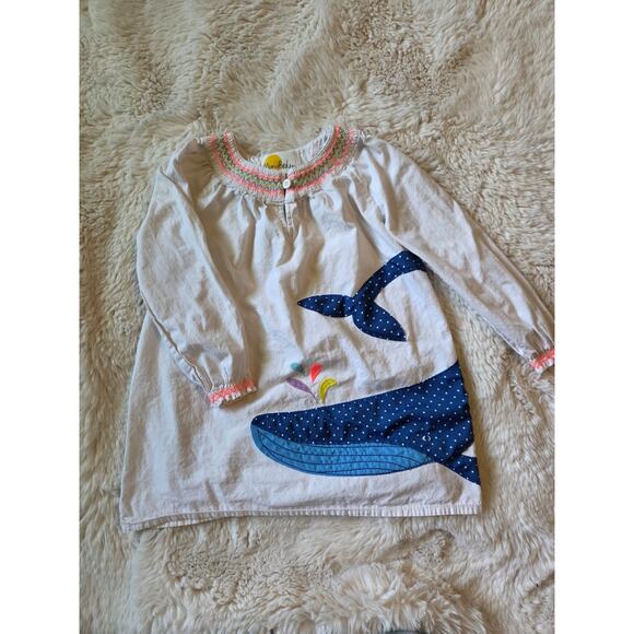 Mini Boden Smocked Neckline Whale Applique Dress size 3-4 - Picture 1 of 5